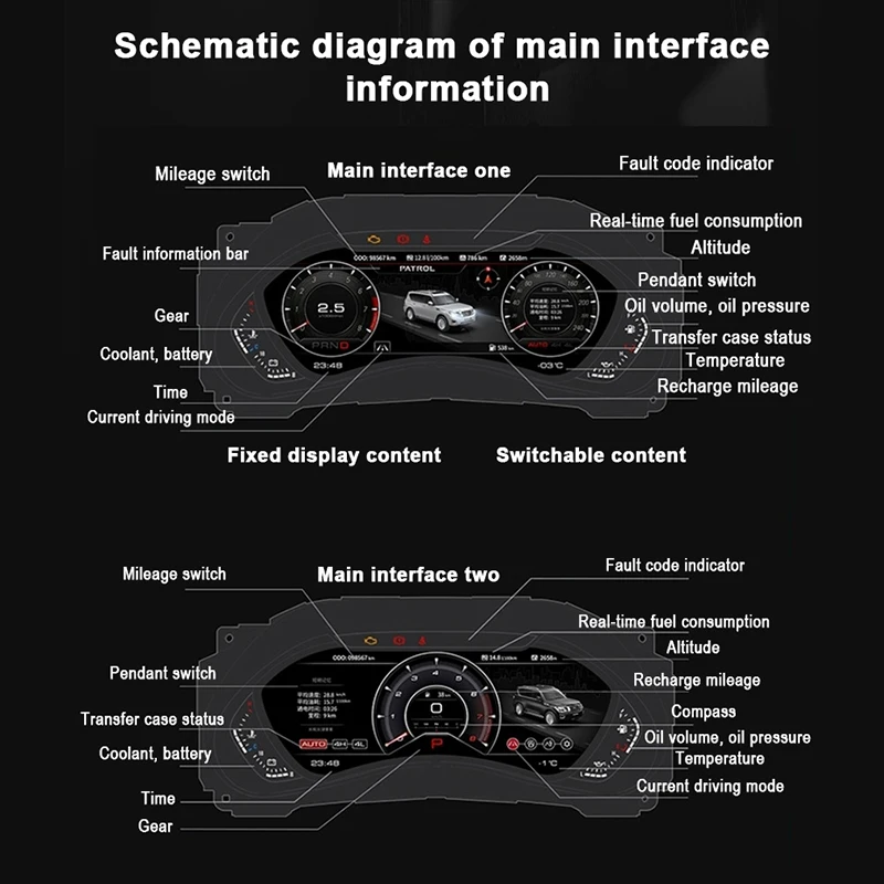 

Dashboard LCD Dashboard Smart Multimedia Display Chinese Version Multi-function Patrol Y62 Smart LCD Dashboard