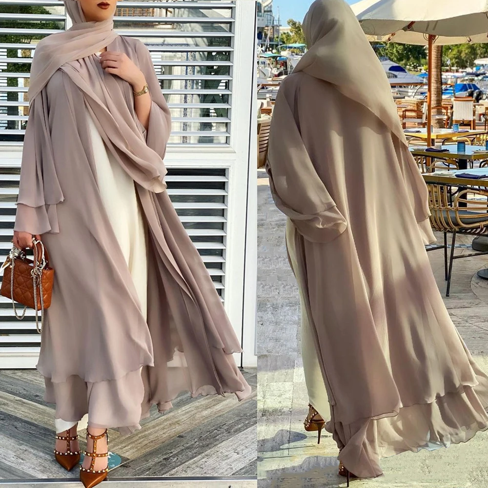 MD Eid Mubarak Женская Abaya Дубай, Турция мусульманские платья 2022 Новое кимоно кардиган Djellaba Женская Caftan халаты Исламская одежда