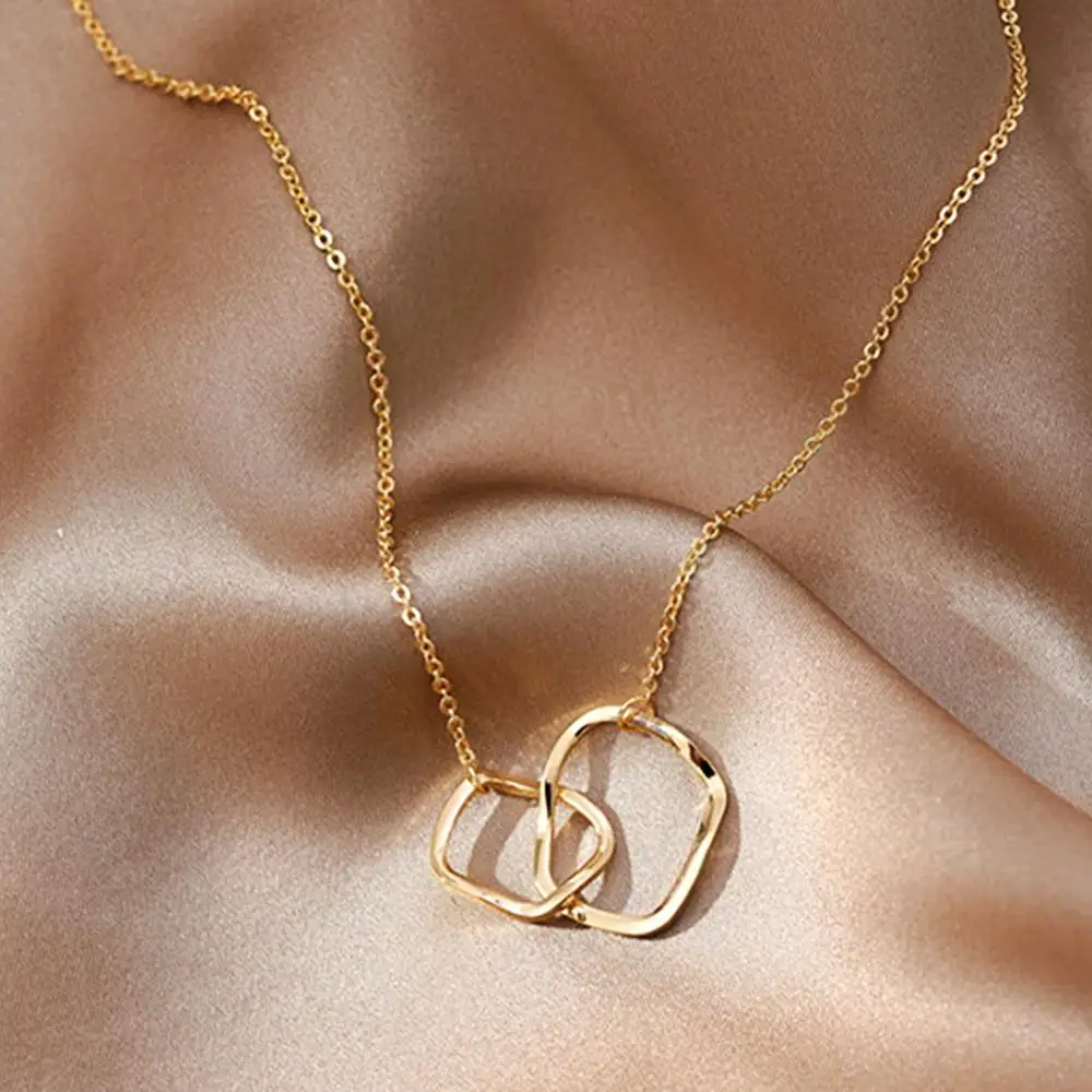 

Необычная Геометрическая подвеска креативный двойной кулон замок ожерелья-в круглой цепочке ключицы крутящий момент женские ювелирные из...