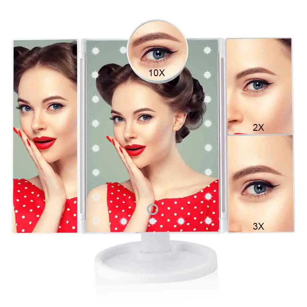 Макияж зеркало с 22 светодиодный карманный гибкий сенсорный экран увеличительное