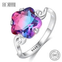 doteffil new high quality pure 925 solid silver flower wedding rings for women colorful topaz stone luxury jewelry anillo mujer