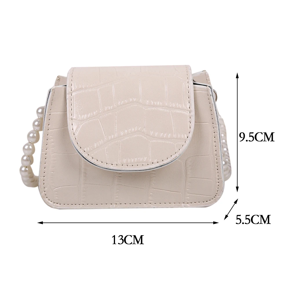 

Women's Bag Mini Square Flap Bag Crocodile Pattern Pearl Chain Shoulder Crossbody Bags for Women Fashion PU Leather Handbag