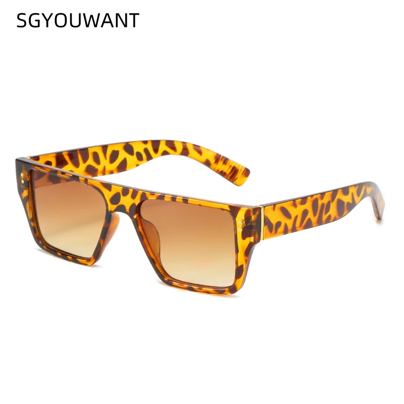 

SGYOUWANT New meter nail Sunglasses trend flat top square ink Street Photo personalized metal sunglasses UV400