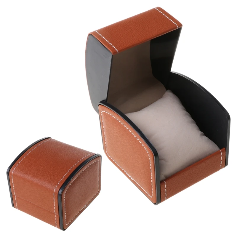 

Luxury Faux Leather Watch Box With Pillow Package Case Bracelet Stand Holder New