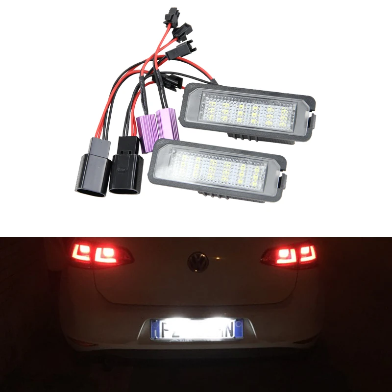 

2x Auto Light MK5 GTI MK6 MK7 Golf 5 Glof 6 Golf 7 Xenon White Led Number License Plate Light Kit Canbus Error Free Car-Styling