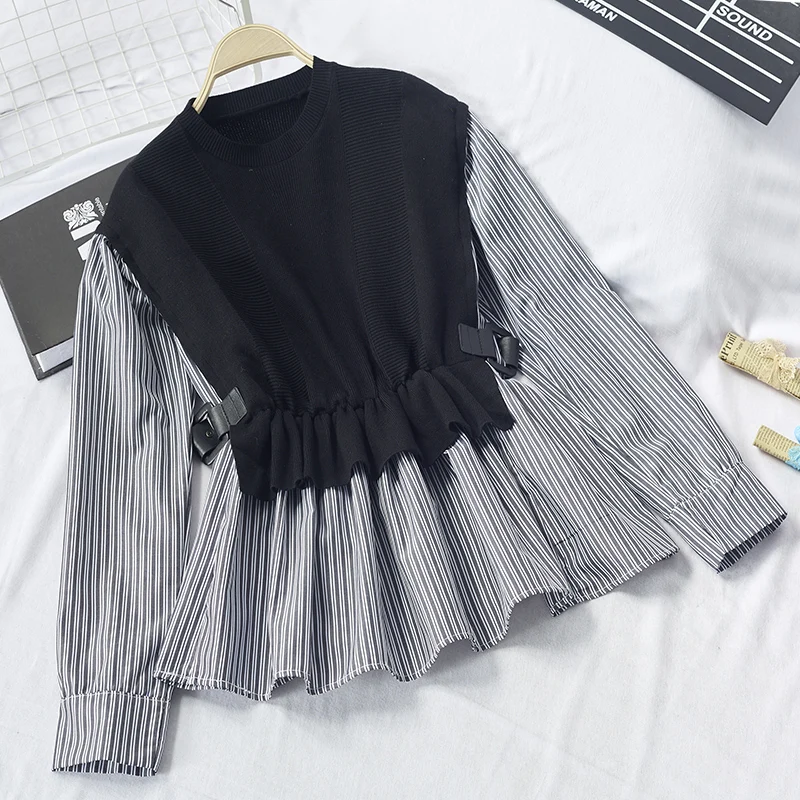 Блузка женская трикотажная в стиле пэчворк | Женская одежда