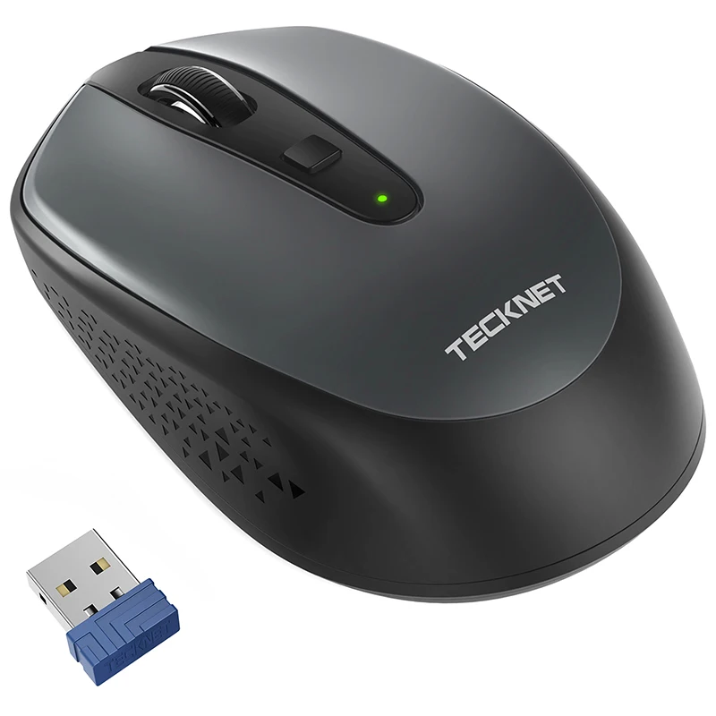 TeckNet компьютерные мини мыши USB беспроводная мышь 2,4 ГГц 1600 dpi беспроводная мышь 4 кнопки оптическая эргономичная мышь для ноутбука - Цвет: Grey