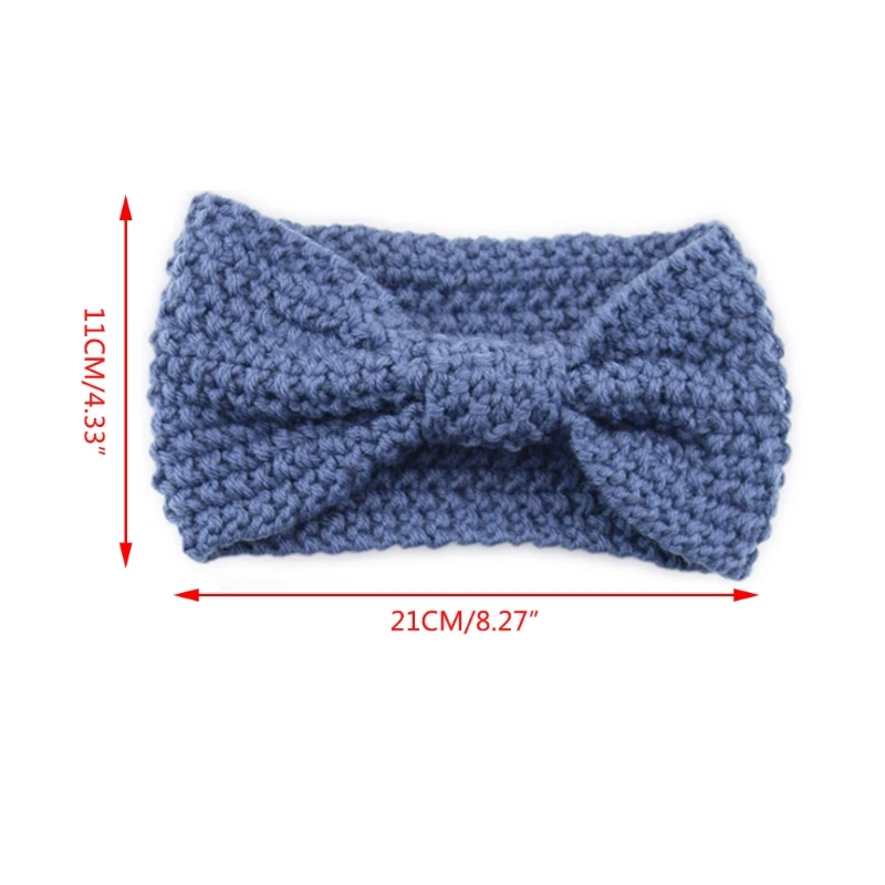

5Pcs Women Winter Crochet Knitted Headband with Ear Protection Buttons Solid Color Headwrap Bowknot Turban Ear Warmer