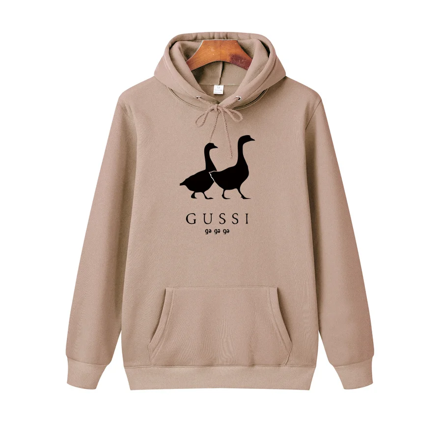 

2021Spring and Autumn Fashion New Men/Women Streetwear Casual Hooded Clothing Swan Printed Sweatshirts Casual Loose Pullover