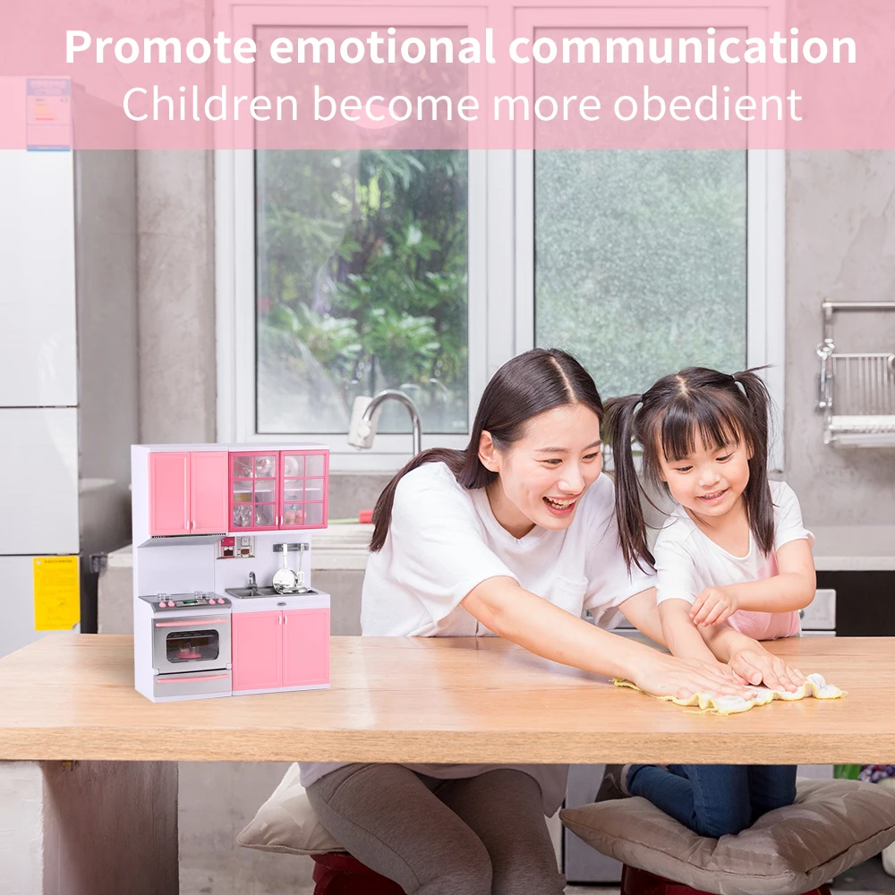 

Children Kitchen Toys Simulation Dinnerware Educational Toys Music And Lighting Design Mini Kitchen Food Pretend Play Role