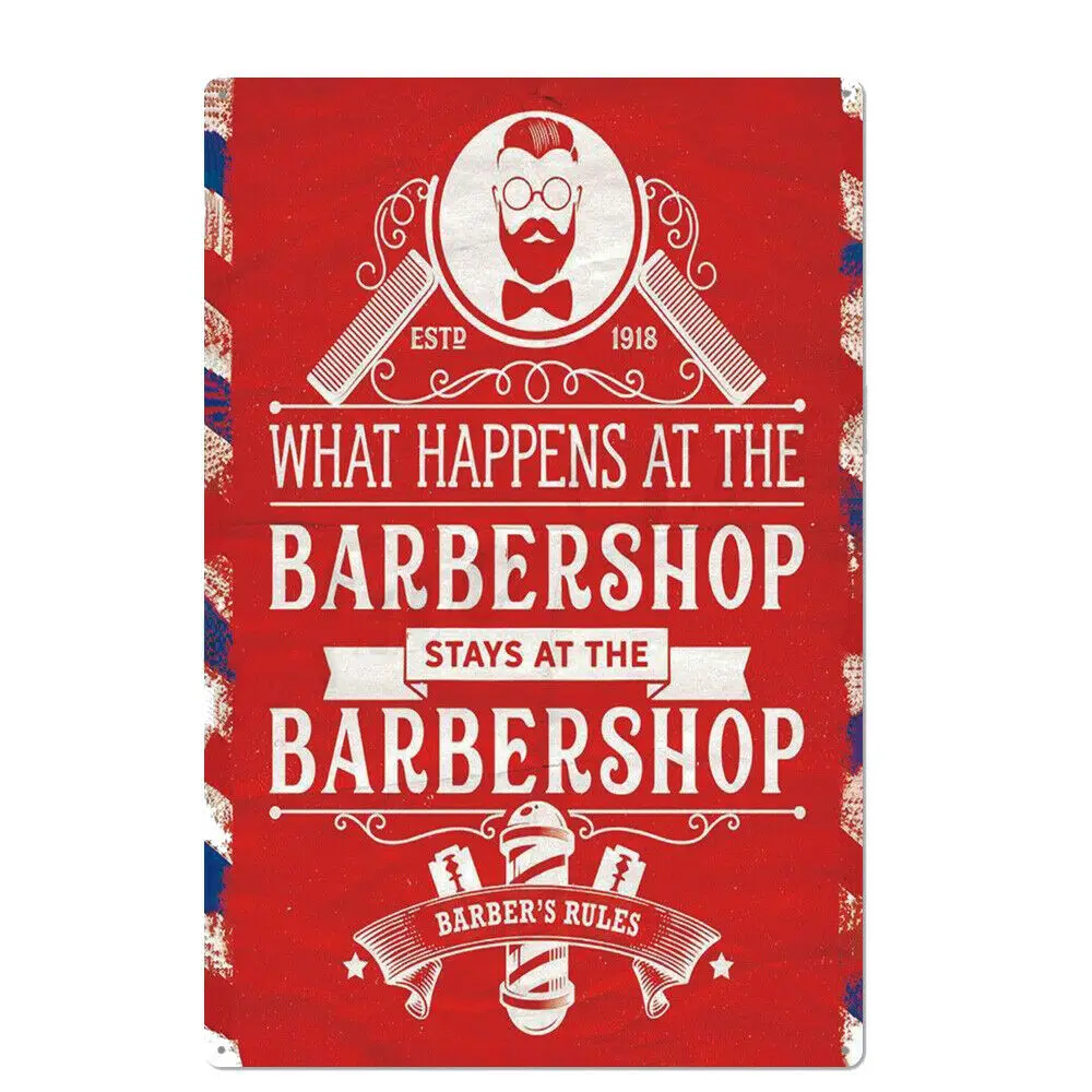 

Metal Tin Sign barber's rules Pub Home Vintage Retro Poster Cafe