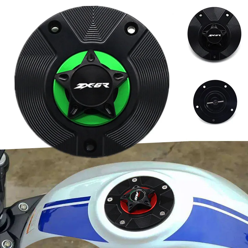 

Мотоцикл для KAWASAKI Ninja ZX-6R ZX-636 ZX636R 2007-2016 CNC алюминий Quick Release Бесконтактный крышка топливного бака крышка газойль
