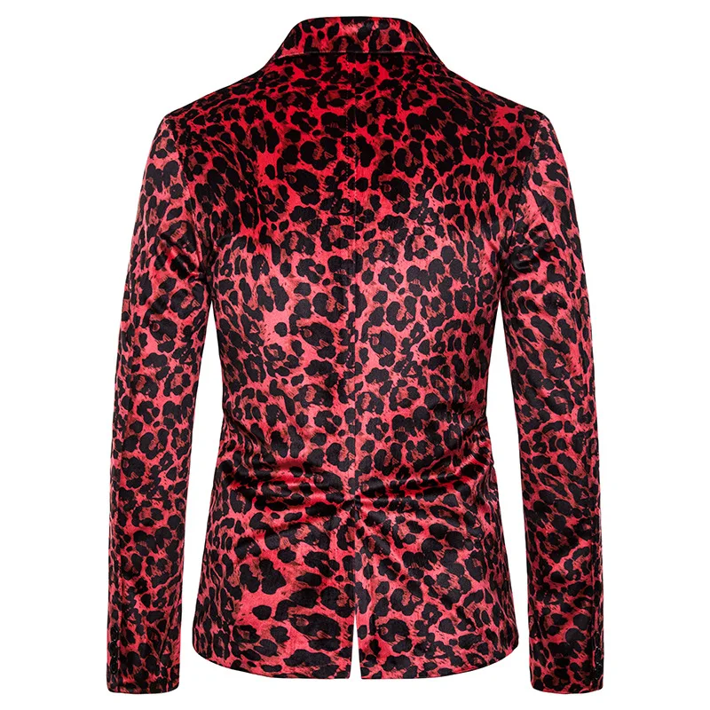 

Loldeal Mens Slim Fit Notched Lapel Stylish Blazer Leopard Printed Sports Coat