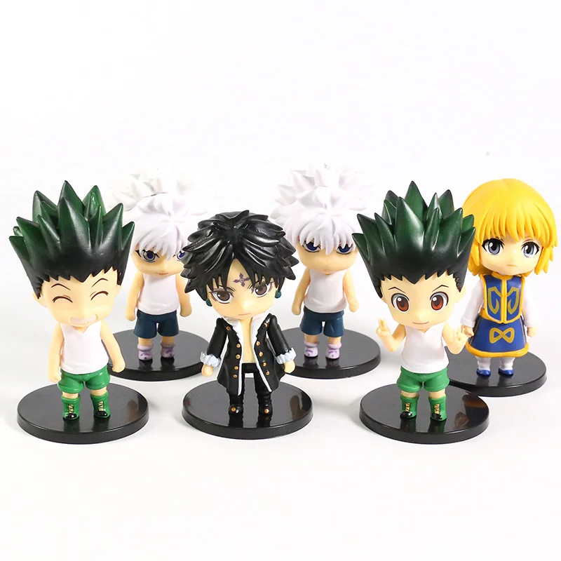 

10CM Hunter x Huner Gon Freecss Killua Zoldyck Kurapika Kulolo lushilufelu Q Ver PVC Figures Toys 6pcs/set