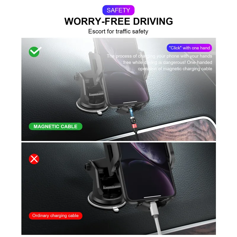 Магнитный USB кабель для iPhone Samsung мобильный телефон с функцией быстрой зарядки 180 °
