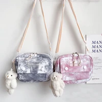 canvas tote bags shopper bags womens designer handbags 2021 girl fashion casual contrast tie dye letter cute mini shoulder bags