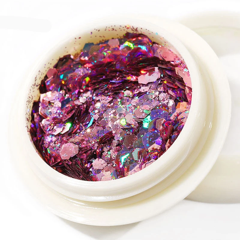 Блестящие хлопья для ногтей в форме русалки 3D шестиугольные Красочные Блестки