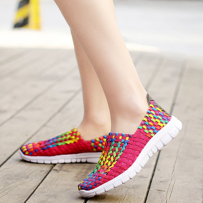 Женская летняя повседневная обувь легкая прогулочная ручной работы тканая