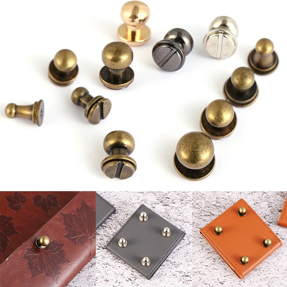 

Hot 10pcs Round Monk Head Screws Leather Craft Belt Wallet Garment Solid Brass Nail Rivets Screws Bags Accessories Tacks Clothes