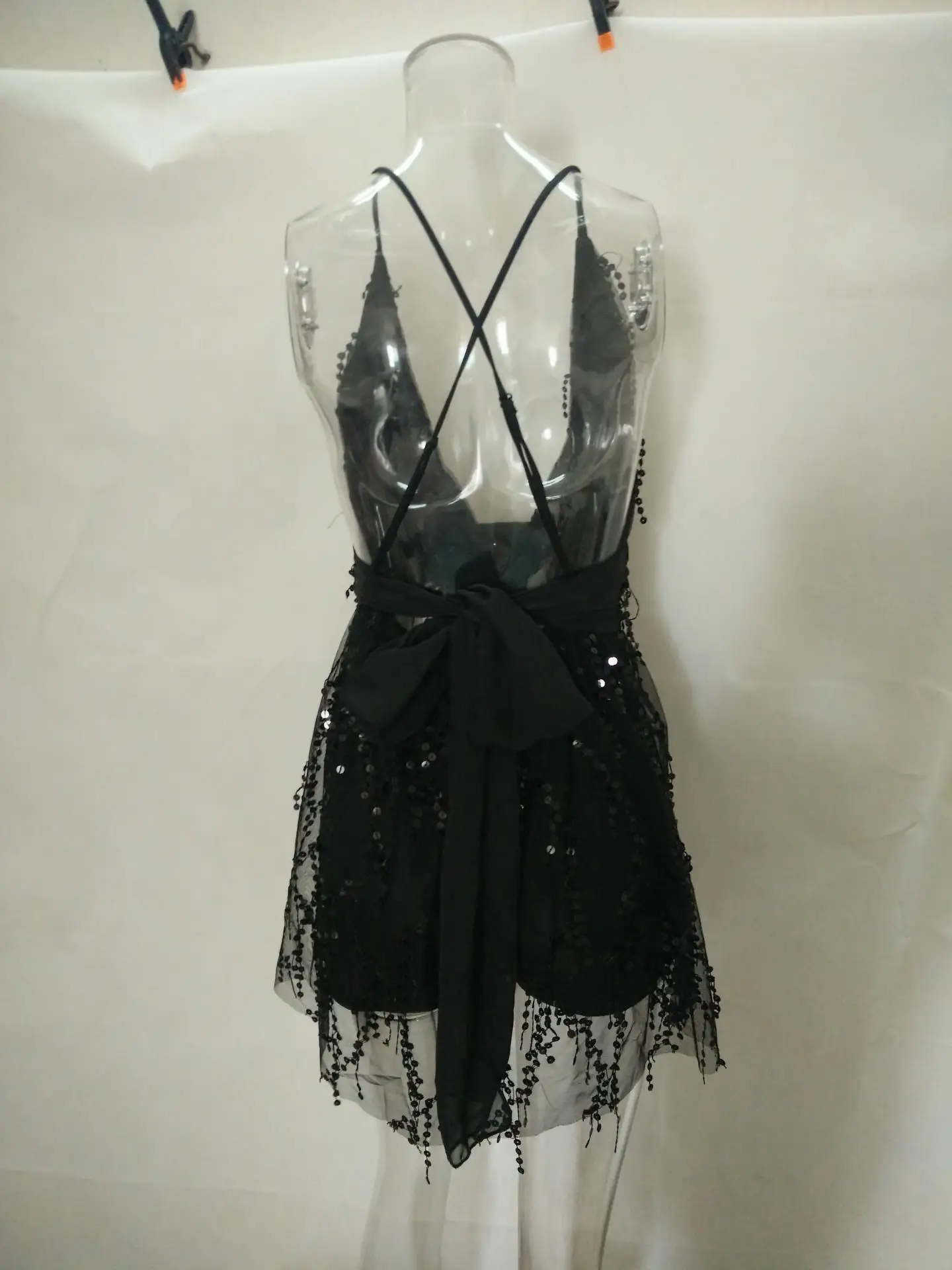 

women's sling sequin deep V-neck strap backless dress skirt sequin dress sexy dresses party night club dress vestidos verano