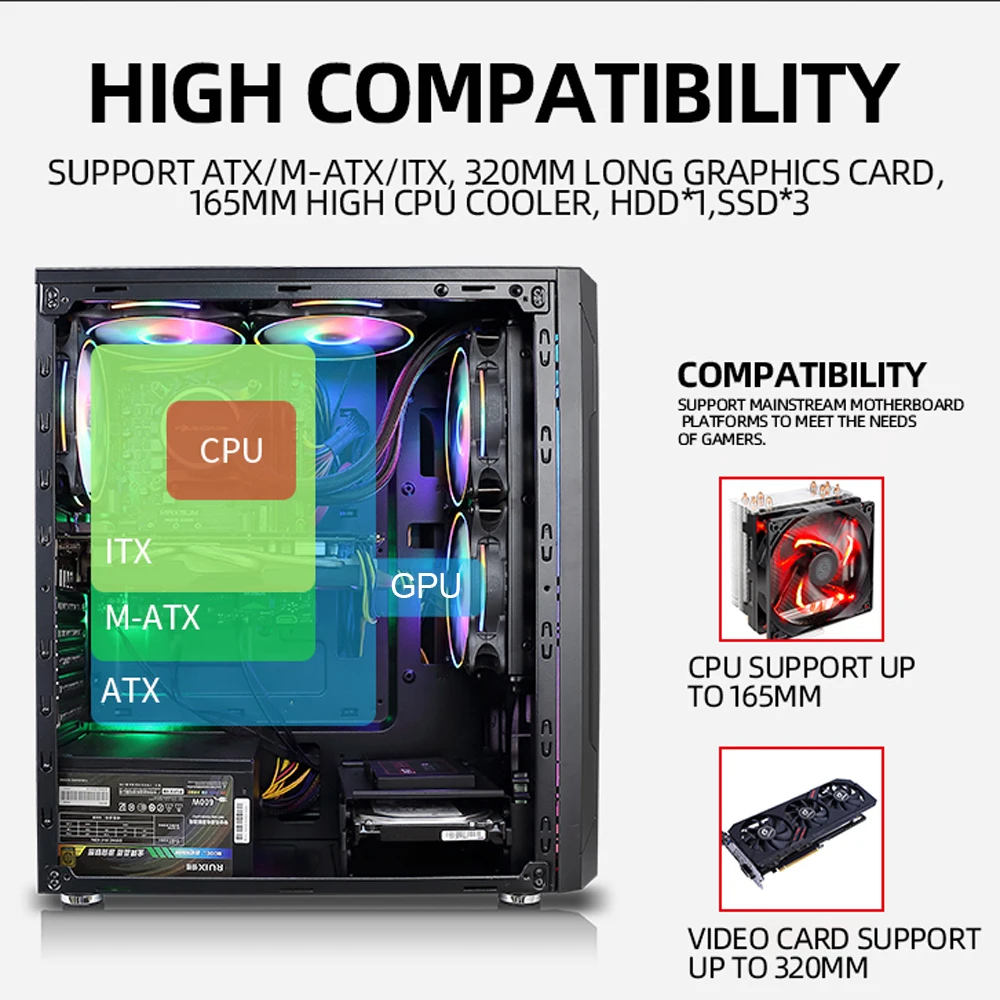 Чехол сделай сам ATX чехол для компьютера игровой шкаф светильник кой окном