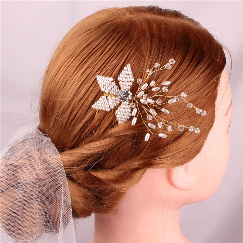 

Bridal headdress handmade pearl headdress wedding and important occasions wedding accessories