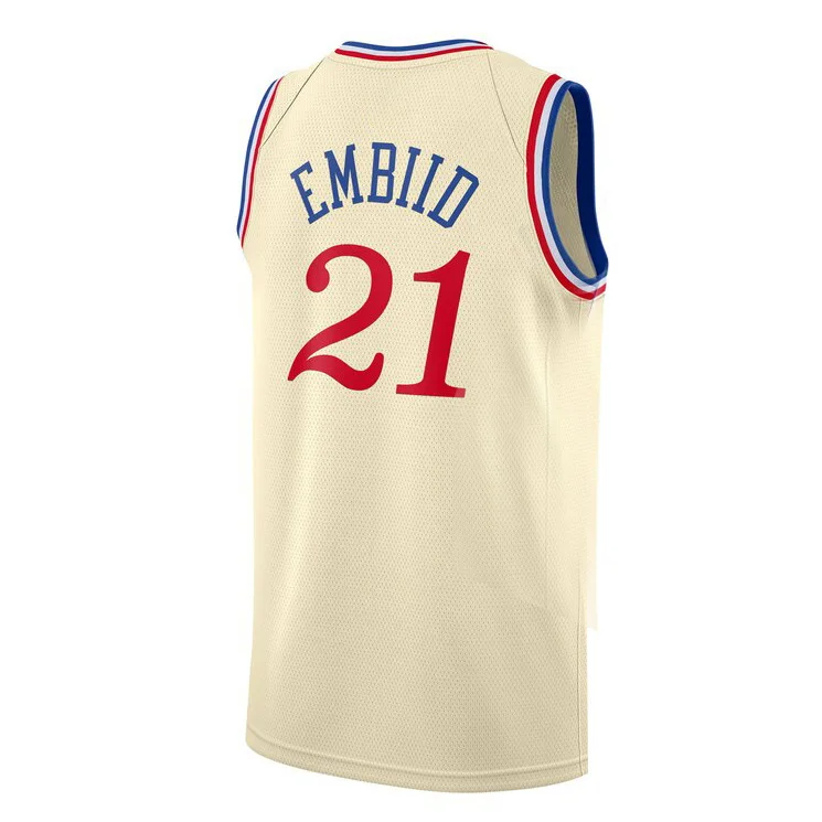

Mens American Basketball Jerseys Clothes European Size Philadelphia 76ers Joel Embiid #21 T Shirts Cotton Tops Loose Clothing