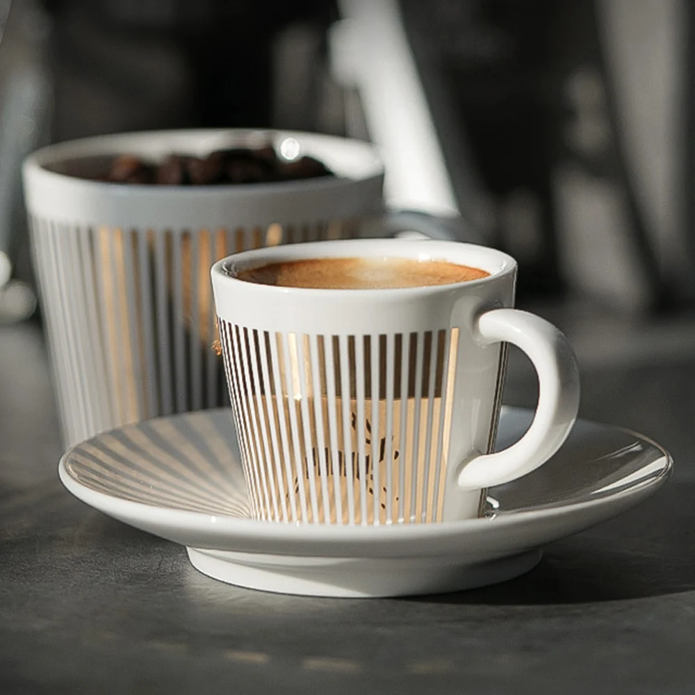 Creative Leopard Anamorphic Cup Mirror Dynamic Reflection Zebra Ceramic Mug Luycho Coffee Tea Set With Coaster 90ml/225ml | Дом и сад