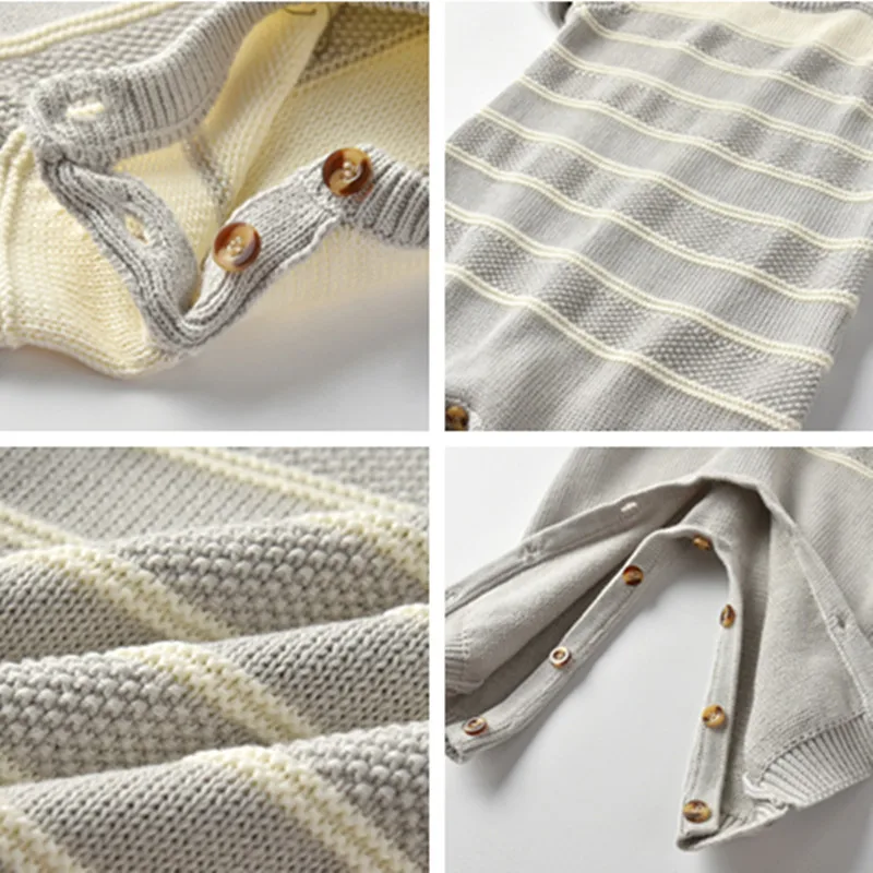 Детский вязаный комбинезон с капюшоном на осень/зиму|Ромперы| |