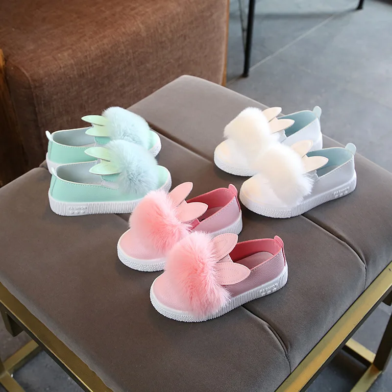 

Koovan Children's Fur Shoes2020 Spring And Autumn Rabbit Children's Shoes Girls Plush Princess Children's Single Shoes