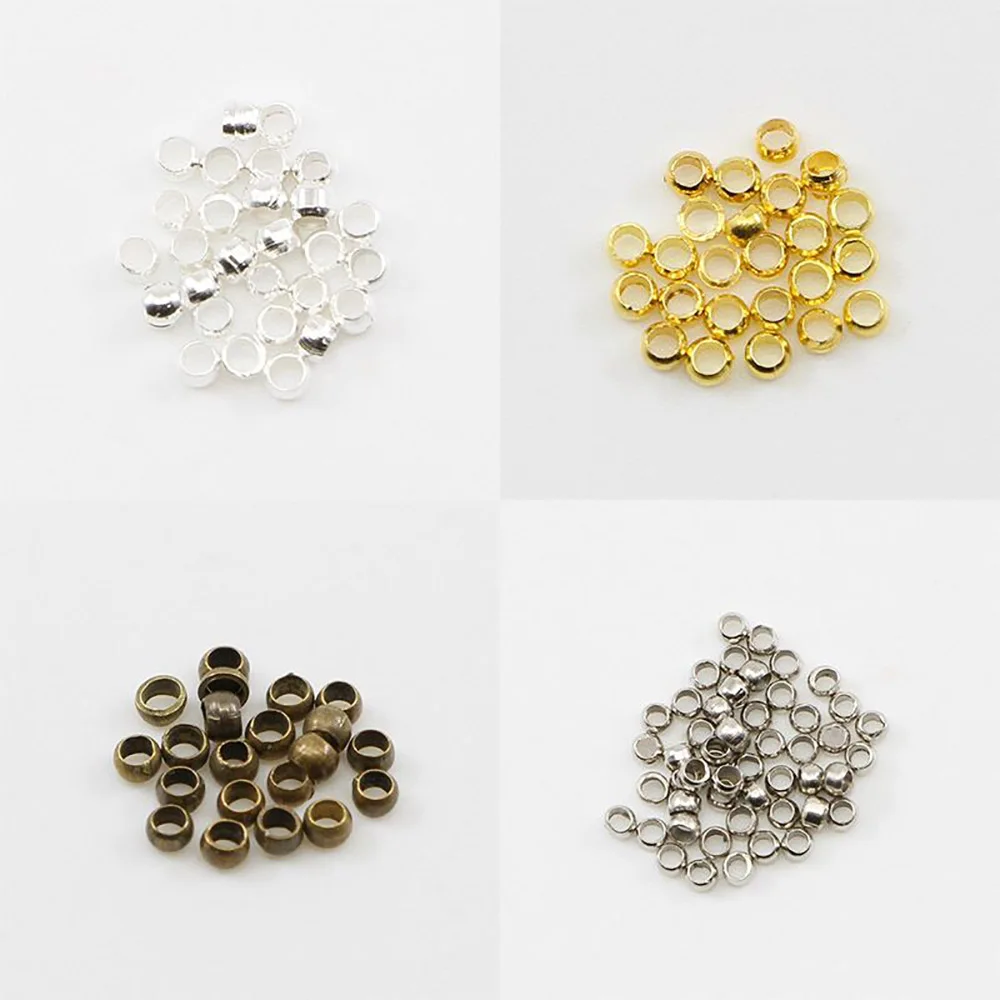 

500pcs/lot Gold Copper Ball Crimp End Beads Dia 2 2.5 3 mm Stopper Spacer Beads For Diy Jewelry Making Findings Accessories