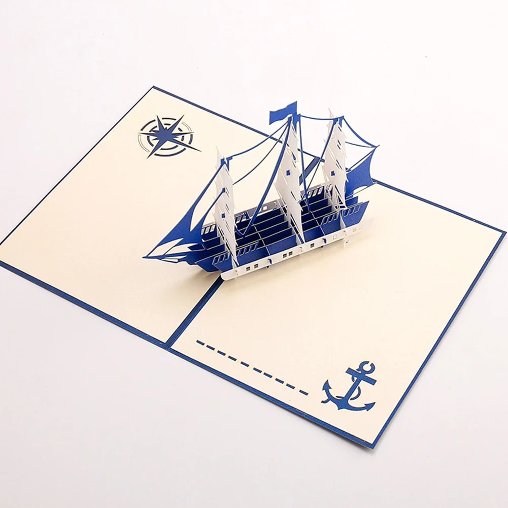 Бумажные поздравительные открытки ручной работы с лодкой парусным судном