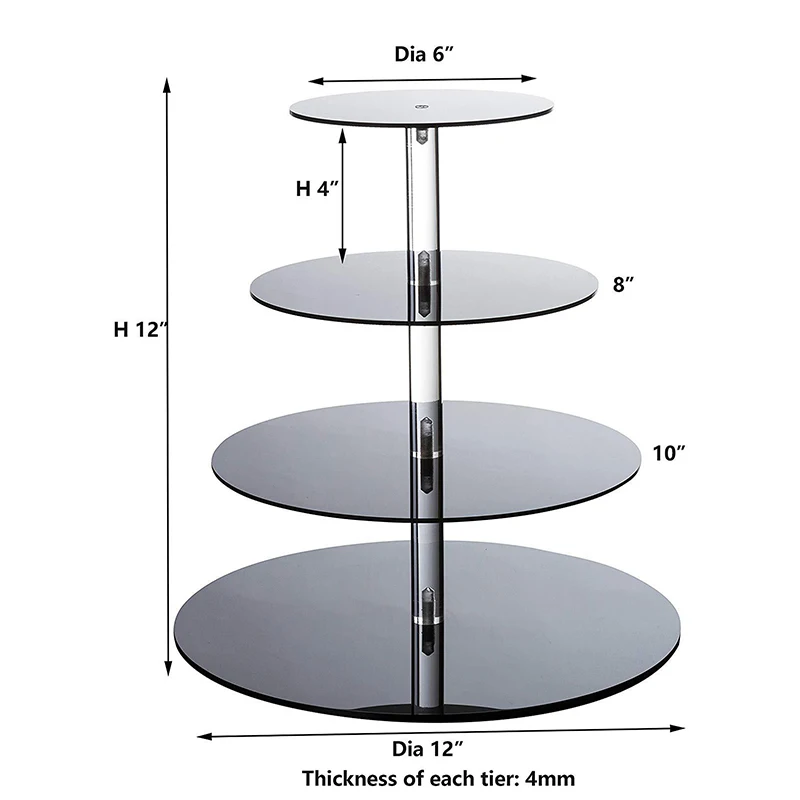 

1Pc Creative 4-Tier Acrylic Round Square Cake Stand Cupcake Display Rack Wedding Birthday Party Decorative Holder Home Supplies