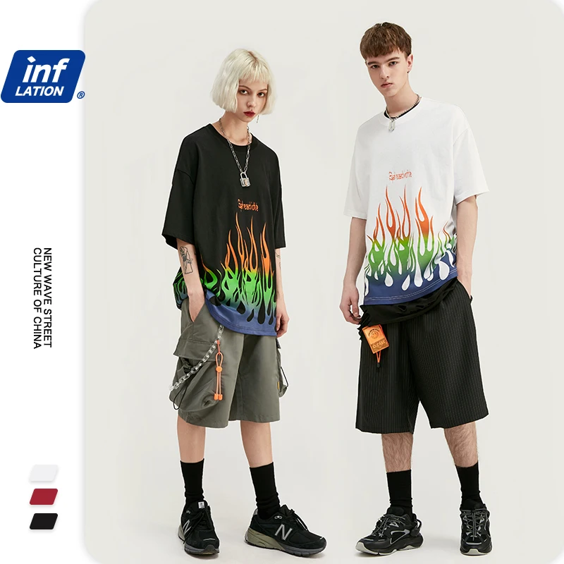 Мужская футболка с круглым вырезом INFLATION хлопковая свободная коротким рукавом в