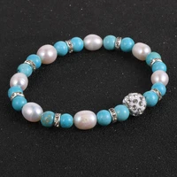 2020 trendy jewelry 10 styles 8mm natural stone freshwater pearl bracelet women girls colorful beads rhinestone charm bracelets
