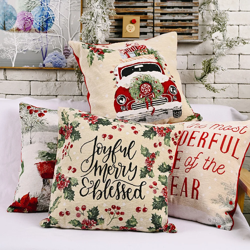 

Christmas Sofa Cushion Cover Throw Pillow Cover Cushion Cover Cotton Linen Pillow Cover Christmas Home Living Room Decor