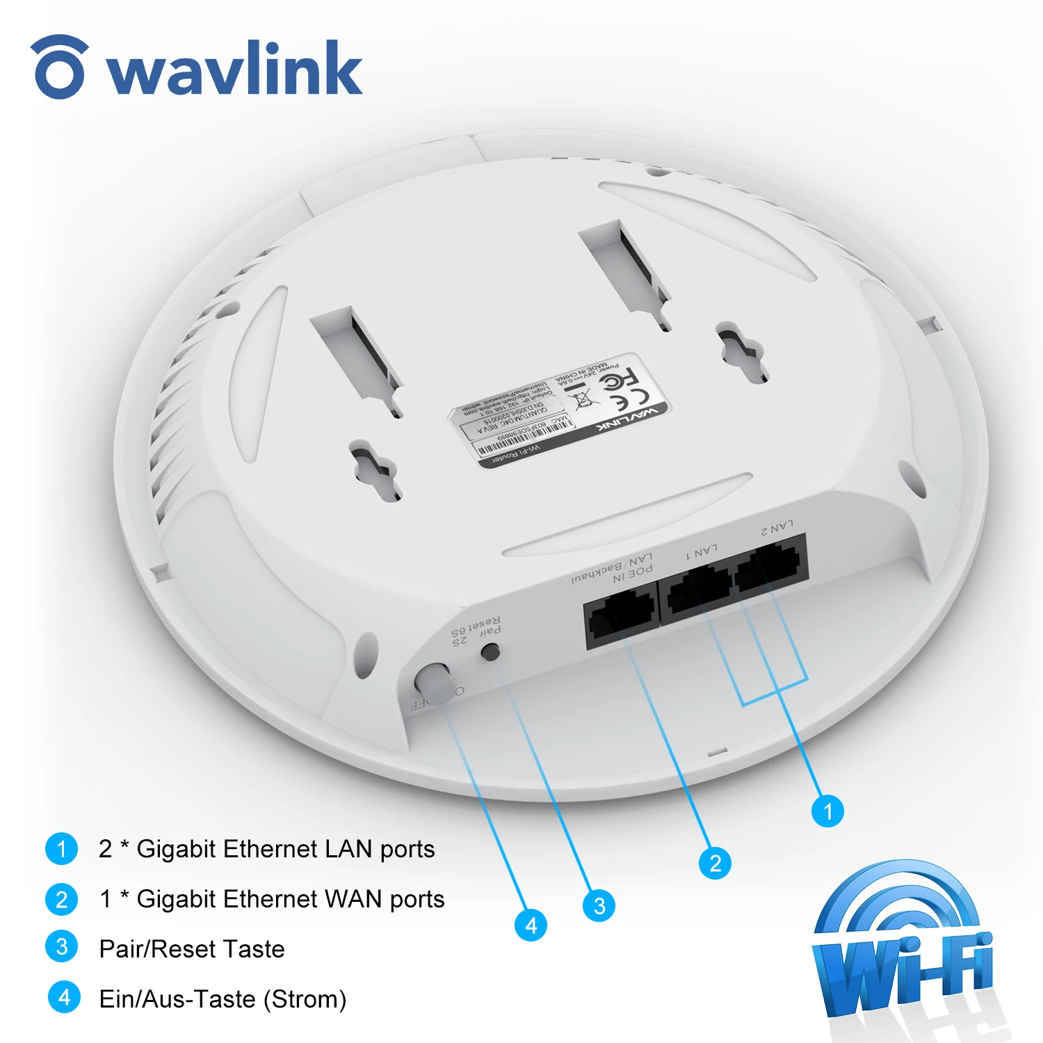 

Wavlink AC1200 High Power Ceiling Mount WiFi Router AP/Repeater/Mesh Extender Dual Dand 2.4G/5G Long Range Wi Fi Extender PoE