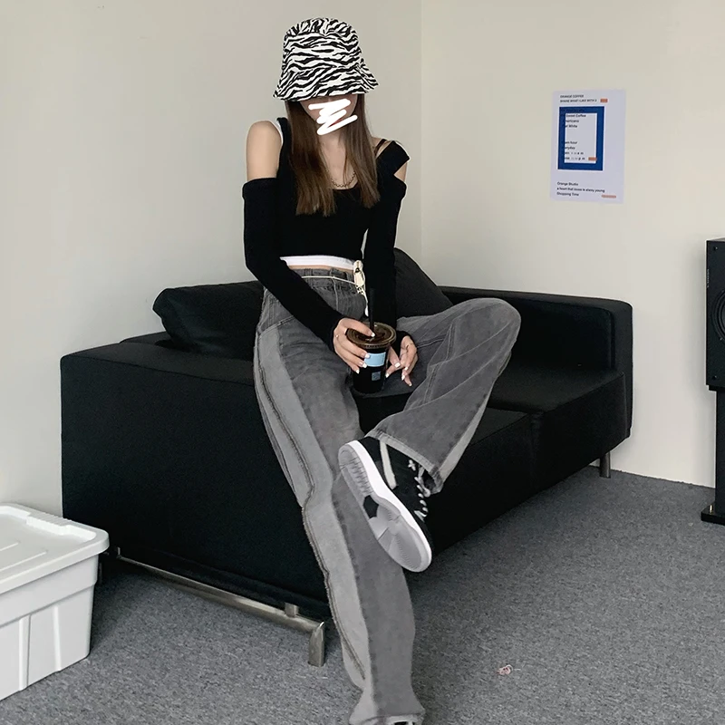 

ZHISILAO Boyfriend Mom Jeans Women Grey High Waist Denim Pants Streetwear 2020 Plus Size Vintage Chic Loose Jeans