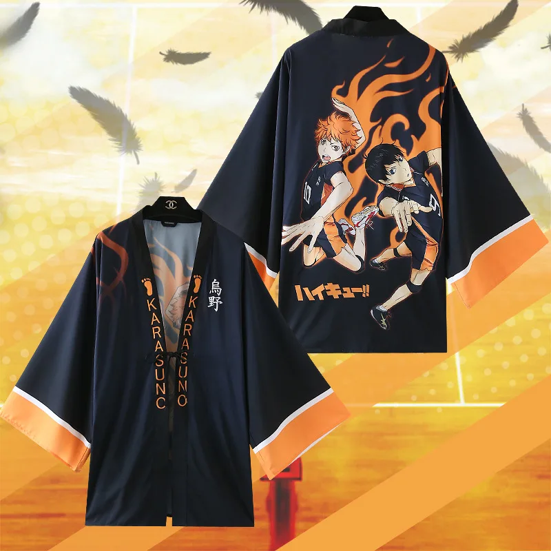 

Haikyuu! Пальто для косплея Karasuno, летнее тонкое пальто хаори, шифоновая юбка, накидка в японском стиле, Солнцезащитная одежда