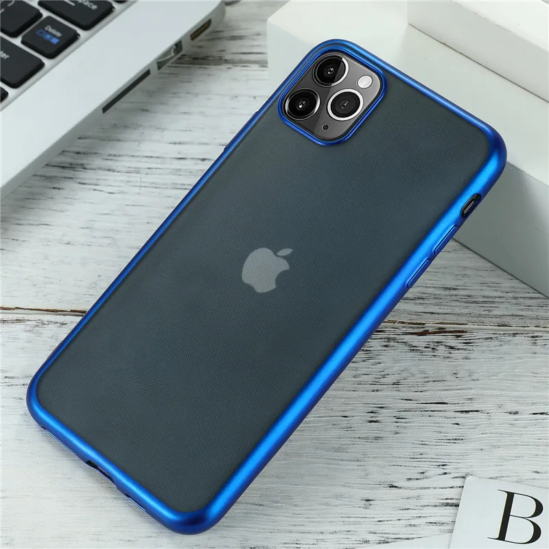 Синий TPU Matte Case for iPhone 11 Pro Max Case Set Transparent Silicone Case Shockproof Case for iPhone X XR XS Max 8 7 6 6S Plus - Цвет: Синий