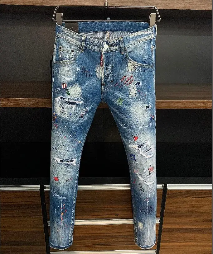 

NEW 2021 ss DSQ D2 WOMEn/Man Ripped Biker Jeans Outwear Men Trousers A9806
