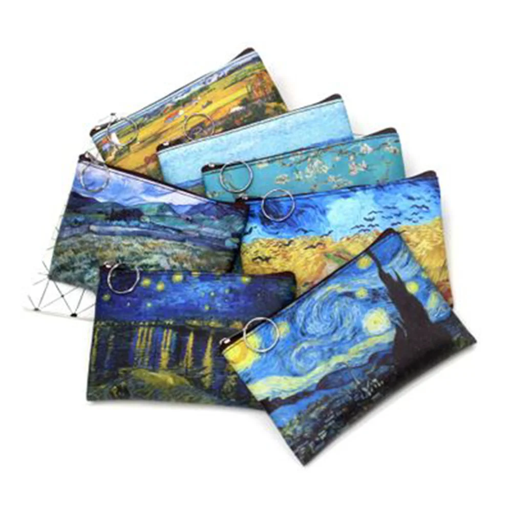 

Wallet Printed Fashion Lipstick Portable Oil Girls Painting Pu Vintage Mini 1