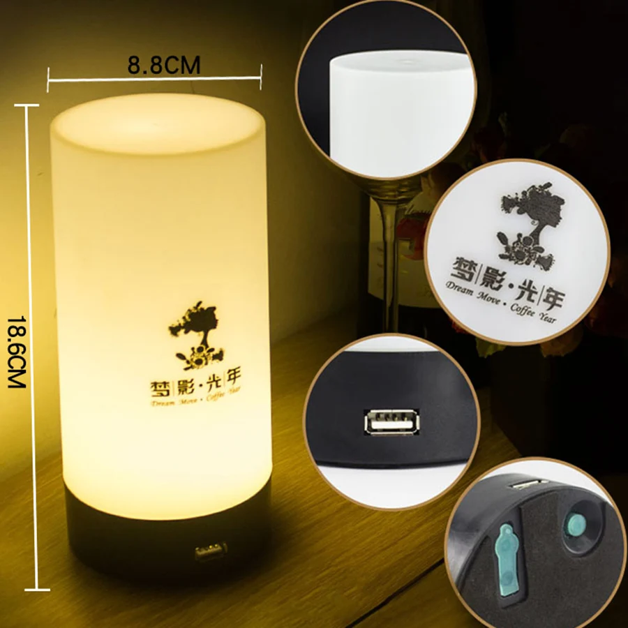 

Cylinder LED Rechargeable Bar Table Lamp Anti-fall KTV Cafe Desk Table Night Light Creative Water Cup Candle Light