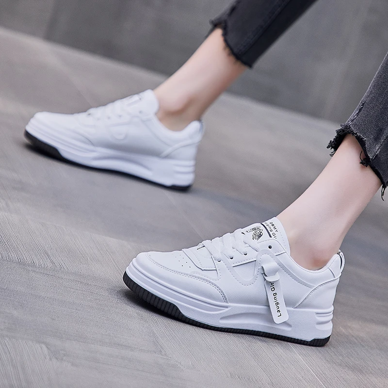 

Platform Sneakers Flats Women Casual Shoes White Sneakers 2021 Spring Autumn Vulcanized Chunky Sneakers For Women Shoes Leather