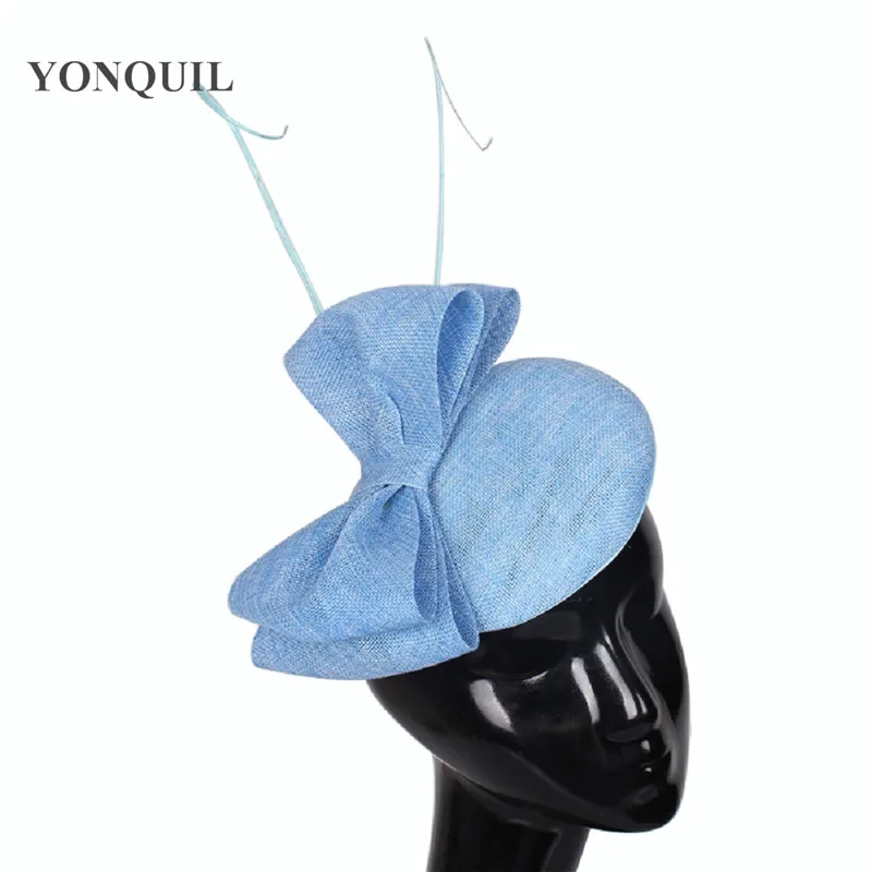 

New Bow Fascinators For Wedding Hat Women Elegant Party Dinner Headpiece With Headband Church Cocktail Fashion New Chapeau Cap