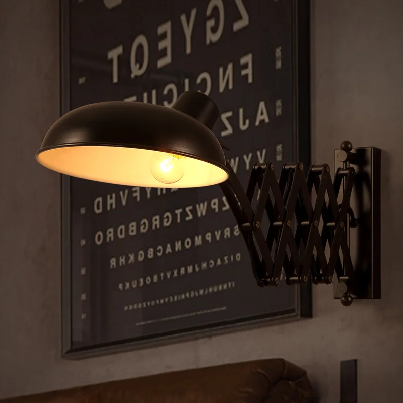 Винтажное телескопическое настенное бра E27 * 1 в стиле лофт выдвижное зеркало для