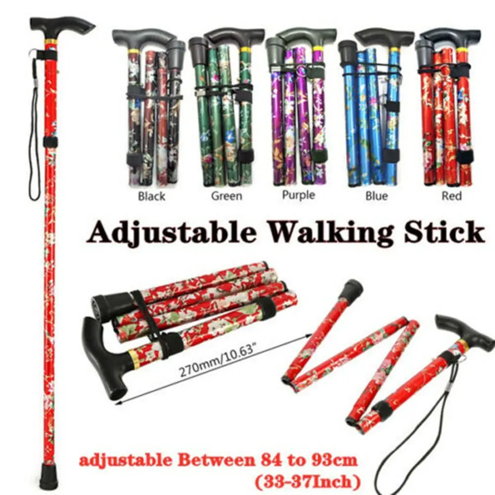 

Made Elderly Care Gift for Adults Elder Hiking Poles Non-slip Crutches Folding Trekking Stick Telescopic Walking Cane