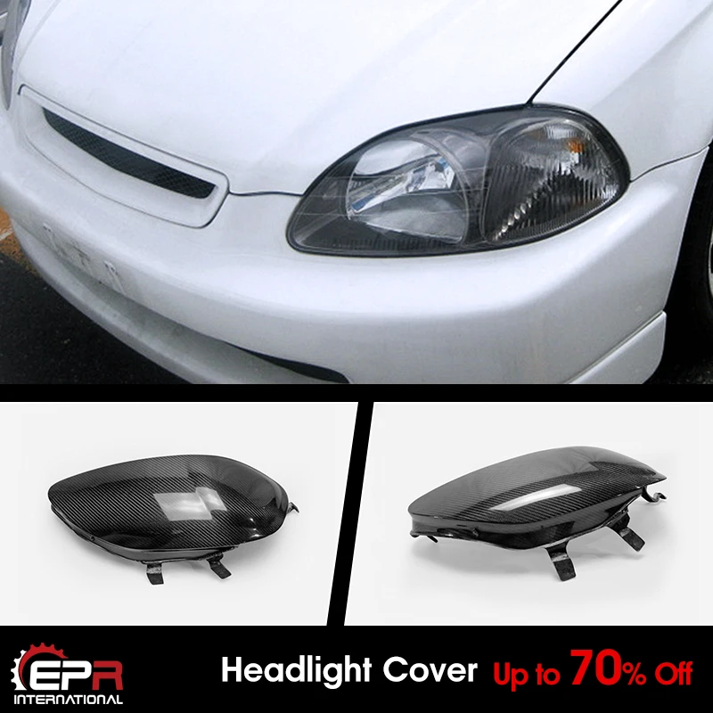 

For Honda EK9 Civic 96-98 Carbon Glossy OE Headlight Block Out Light Cover RHS Exterior kits 1PCS