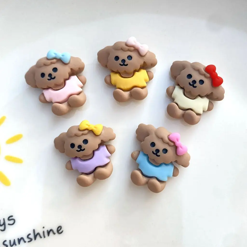 

20Pcs Cartoon Bowknot Dog Flatback Resin Cabochon For Hair Bow center DIY Jewelry Findings Accessories