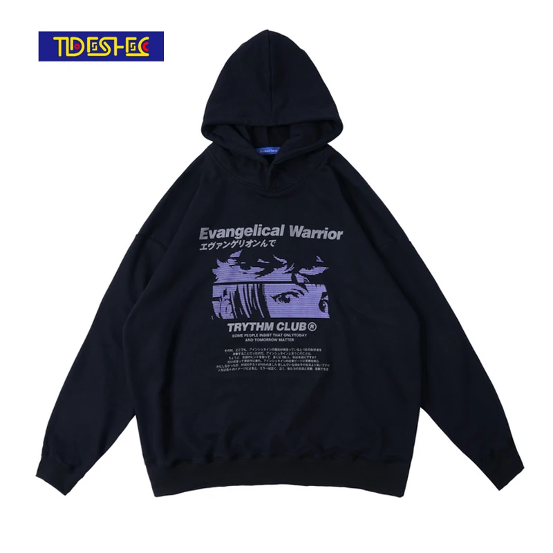 

Толстовка с капюшоном в стиле хип-хоп, Женский уличный пуловер с аниме принтом, хлопковая толстовка в стиле Харадзюку, Мужская Осенняя мульт...